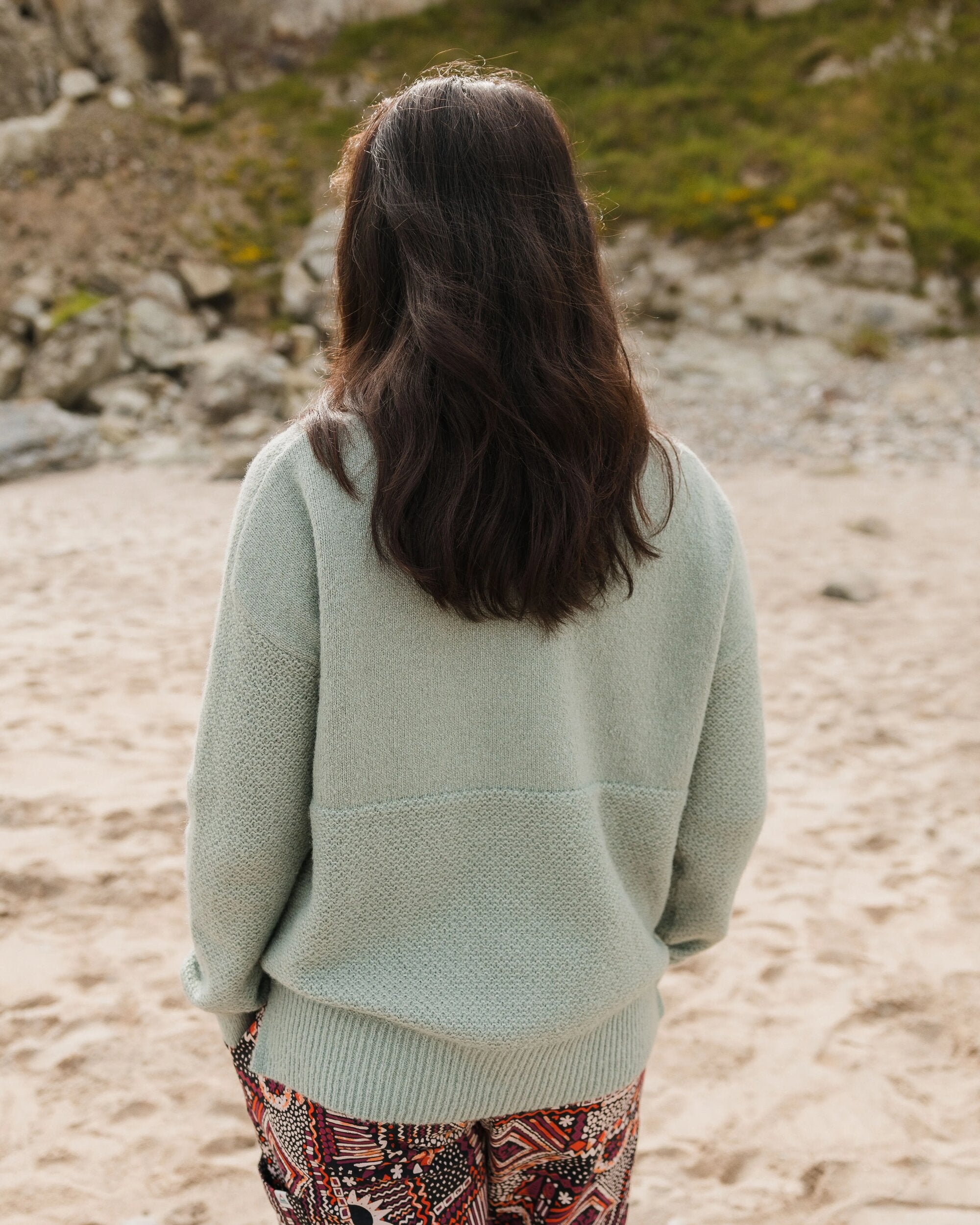 Cove Recycled Knitted Jumper - Pistachio - Lifestyle