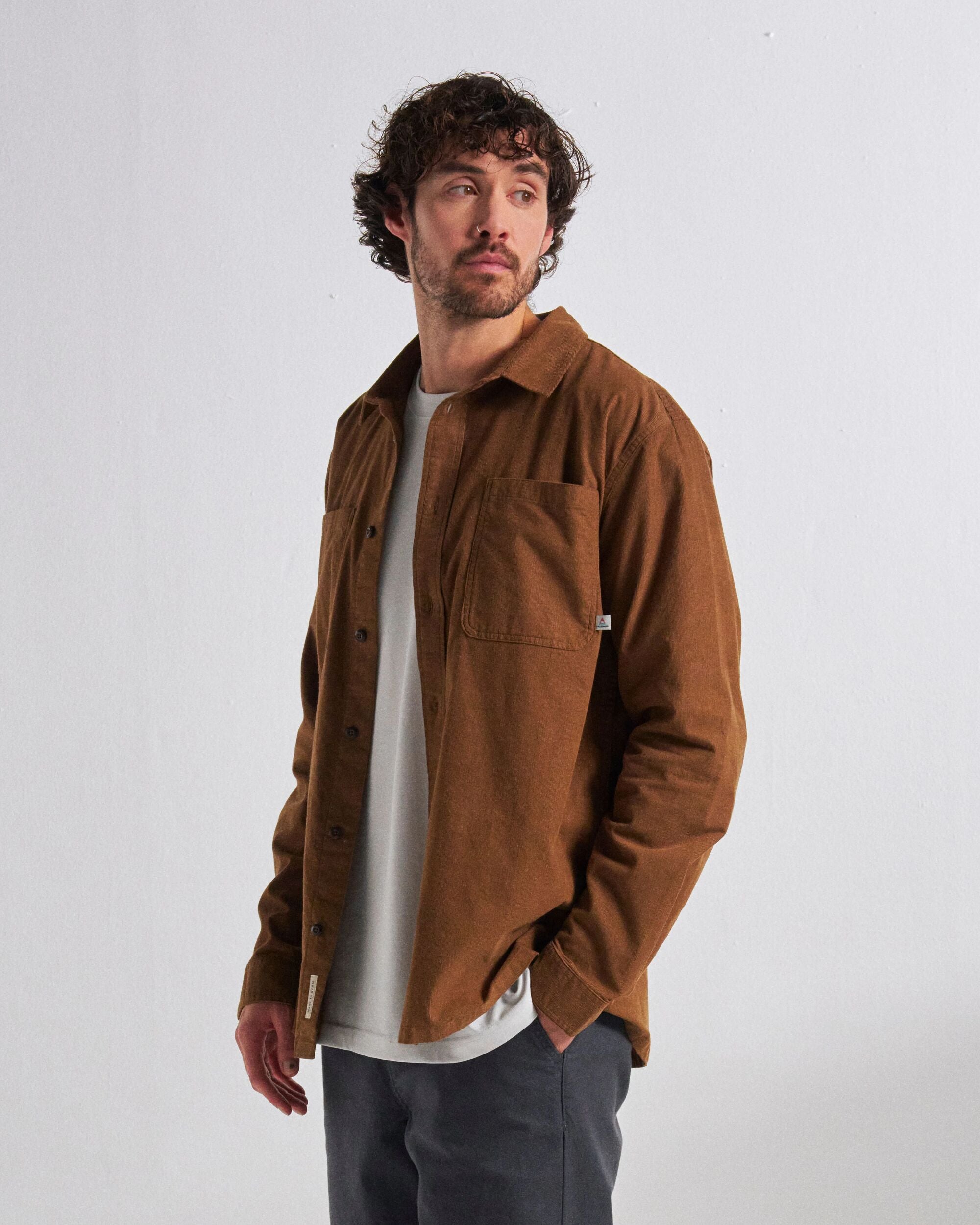 Backcountry Cord Light Shirt - Caramel - Studio Model