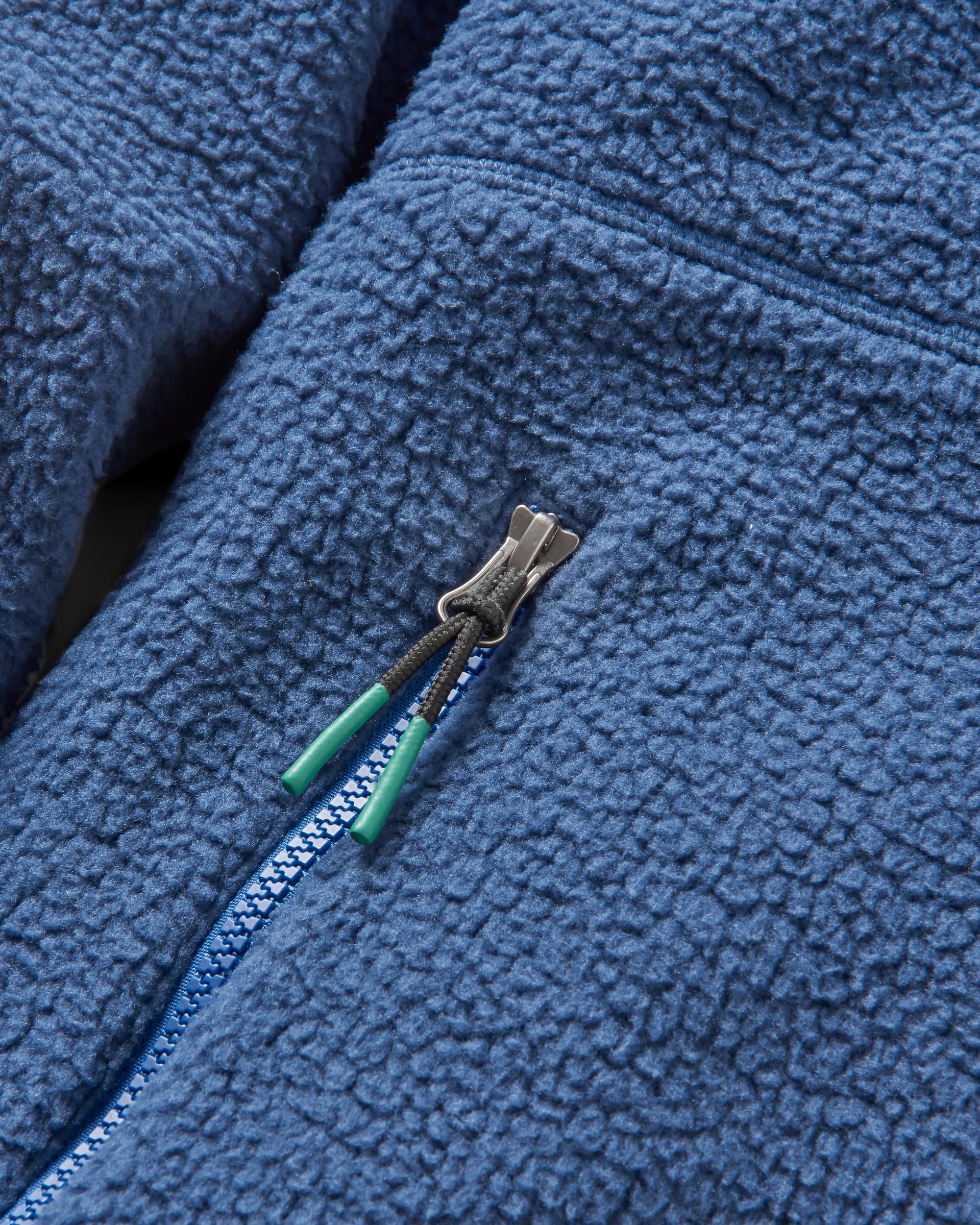 Fairbanks Full Zip Recycled Sherpa Fleece - Dark Denim - Flatlay