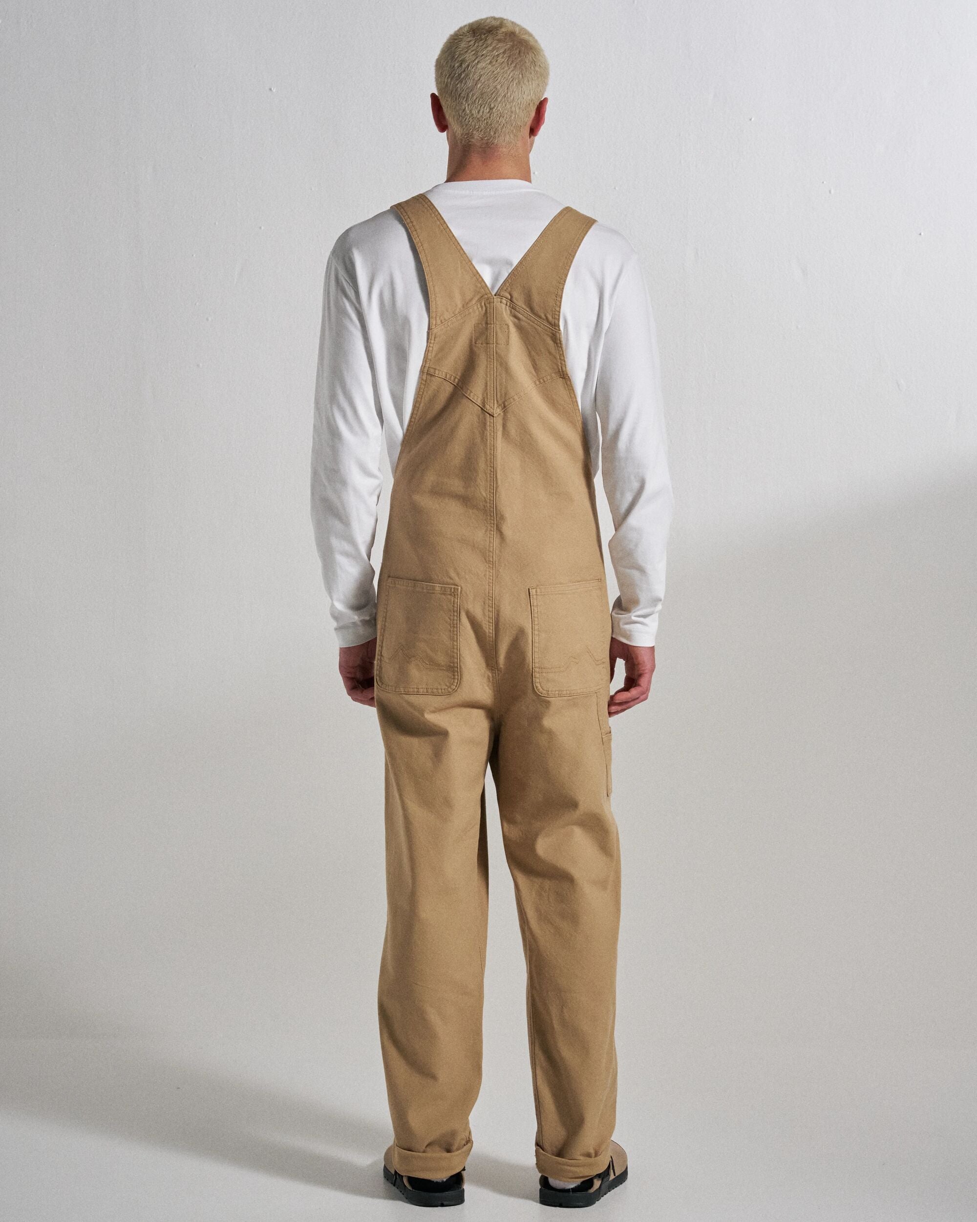 Vantage Cotton Canvas Dungaree - Biscuit - Studio Model