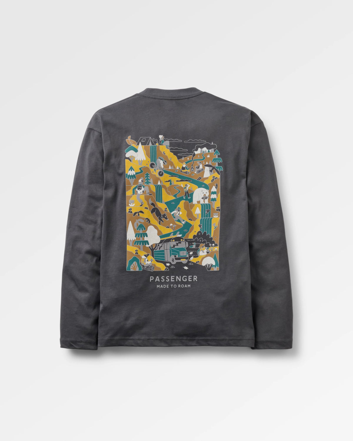 Slower Rhythms LS Relaxed Fit T-Shirt - Faded Black - Flatlay