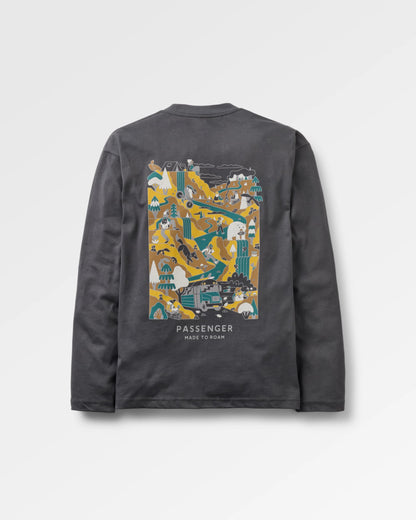 Slower Rhythms LS Relaxed Fit T-Shirt - Faded Black - Flatlay