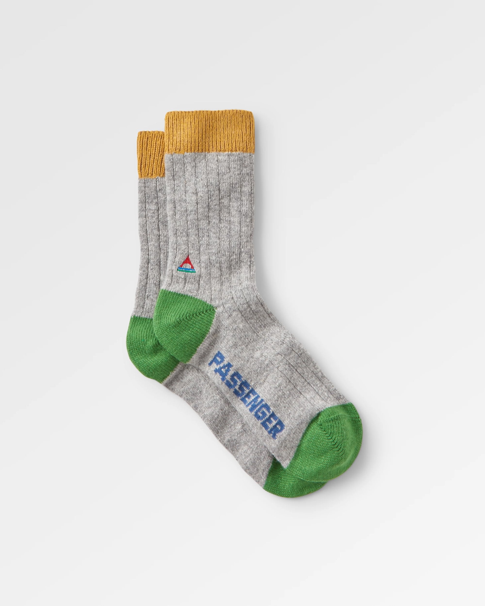 Noosa Recycled Crew Socks - Grey Marl - Flatlay