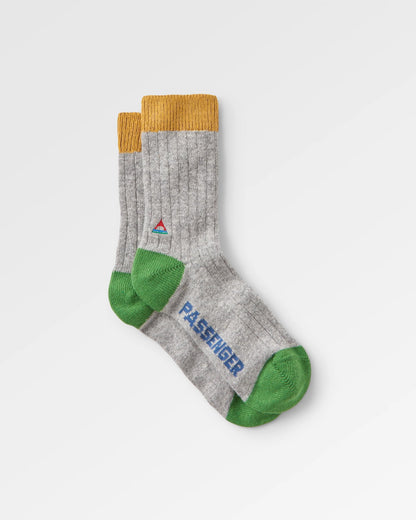 Noosa Recycled Crew Socks - Grey Marl - Flatlay