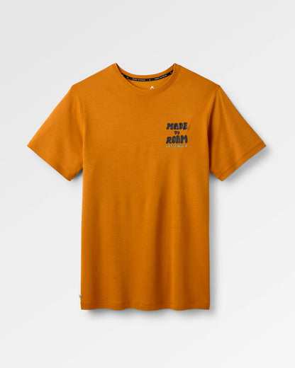 Camp Lost Lightweight Merino T-Shirt - Retro Orange - Flatlay