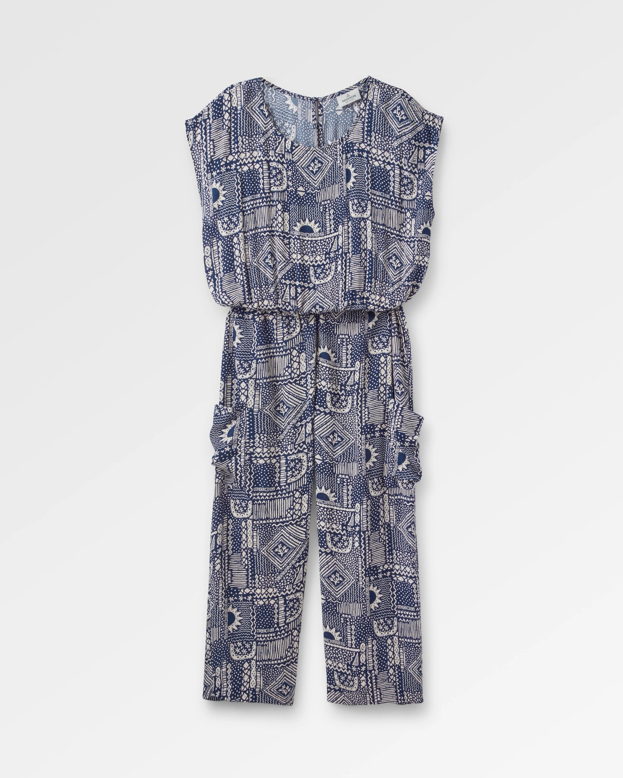 Thimbleberry Jumpsuit - Vintage Patchwork Navy - Flatlay