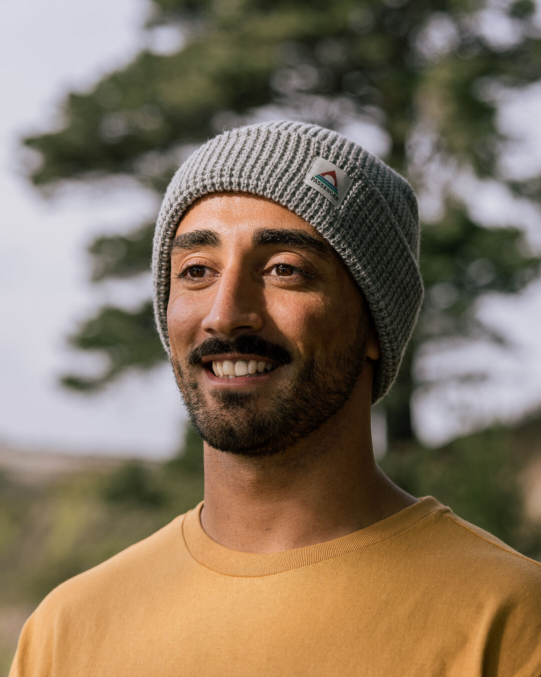 Moss Double Layer Recycled Waffle Beanie - Grey Marl - Lifestyle - Male