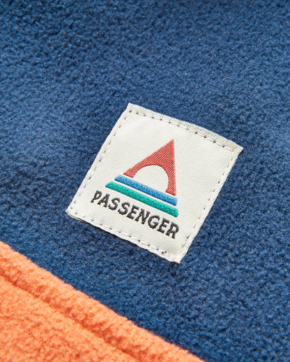 Set Off Recycled Polar 1/4 Zip Fleece - Rich Navy/ Burnt Orange - Flatlay