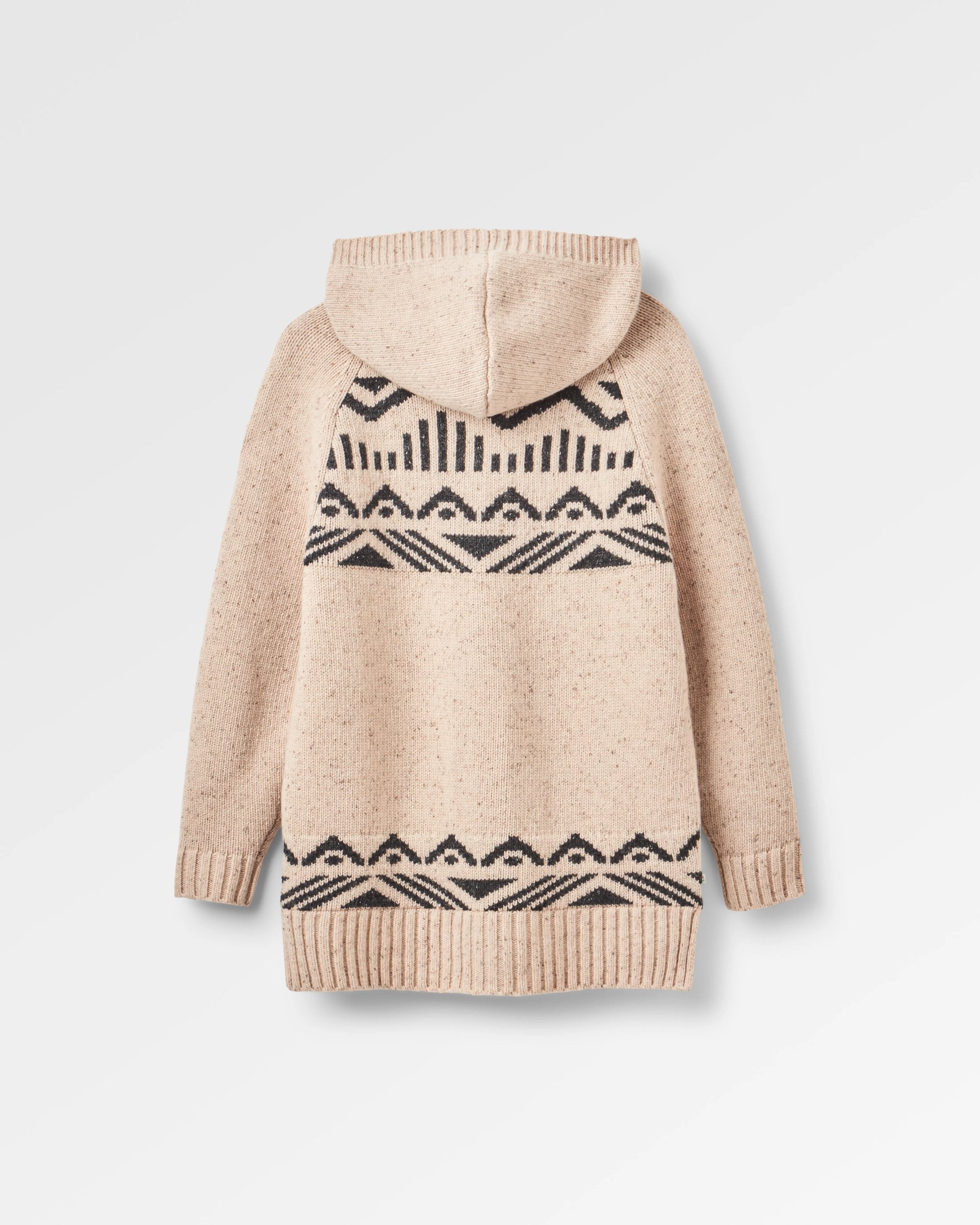 Snoozle Recycled Knitted Hooded Cardigan - Oatmeal - Flatlay