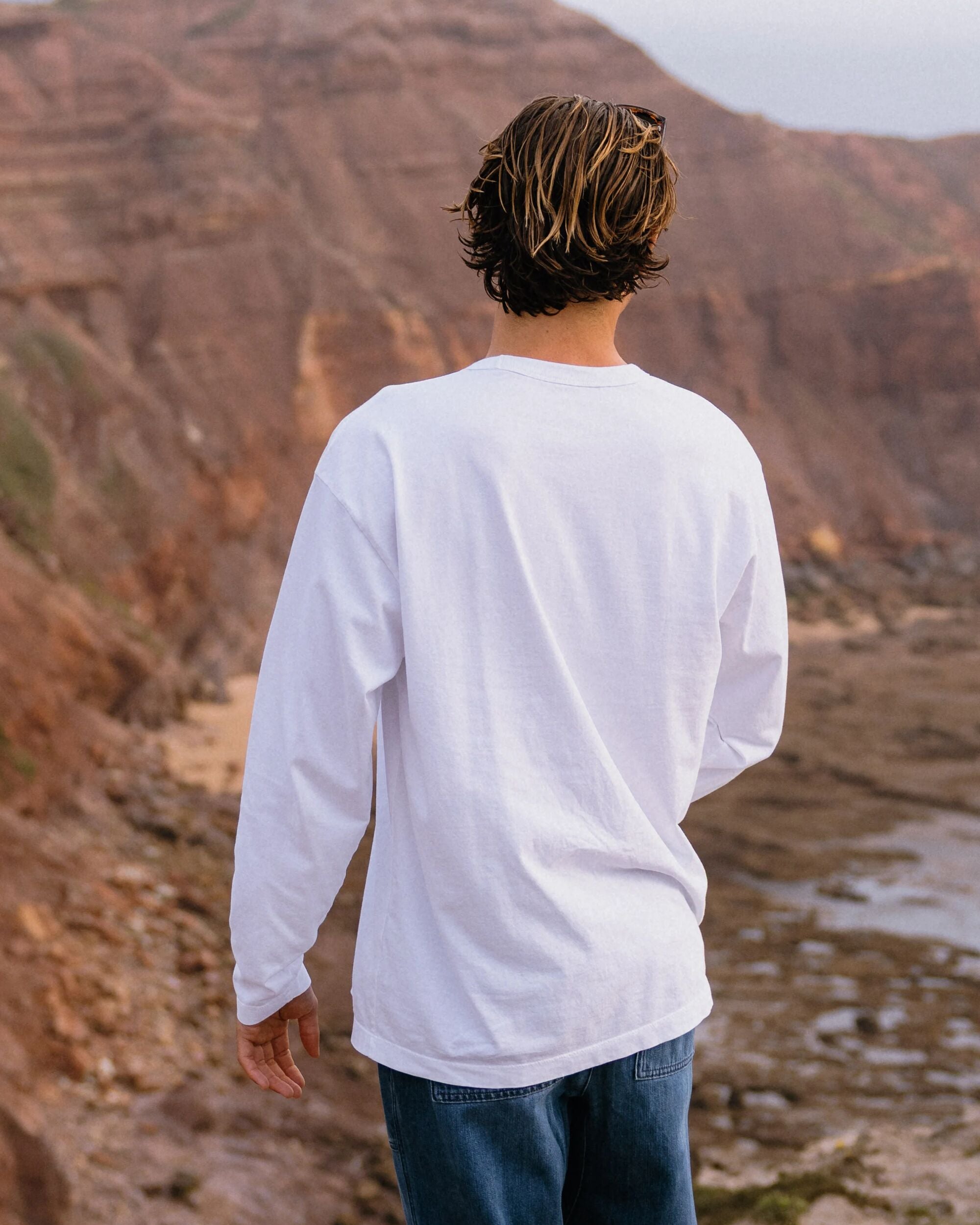 Heritage Organic Relaxed Fit LS T-Shirt - White - Lifestyle