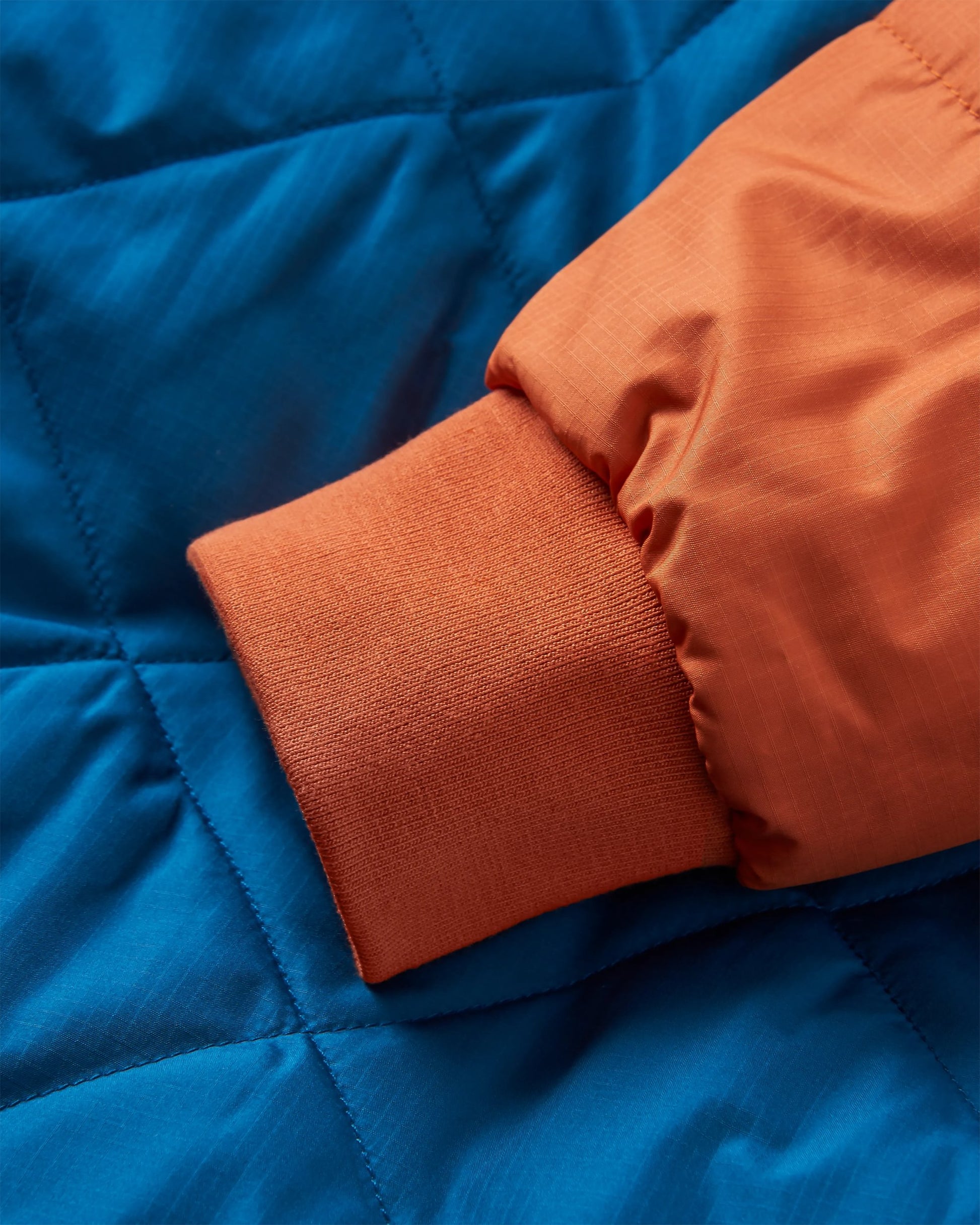 Oceanic Recycled Insulated 1/2 Zip Jacket - Tidal Blue/Burnt Orange - Flatlay