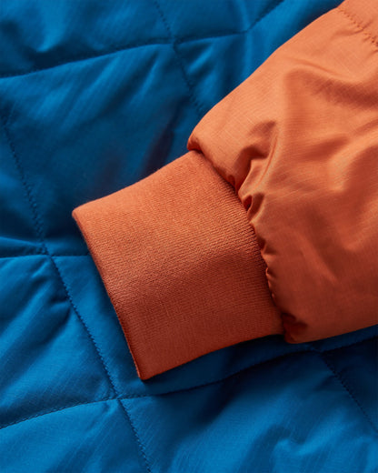 Oceanic Recycled Insulated 1/2 Zip Jacket - Tidal Blue/Burnt Orange - Flatlay