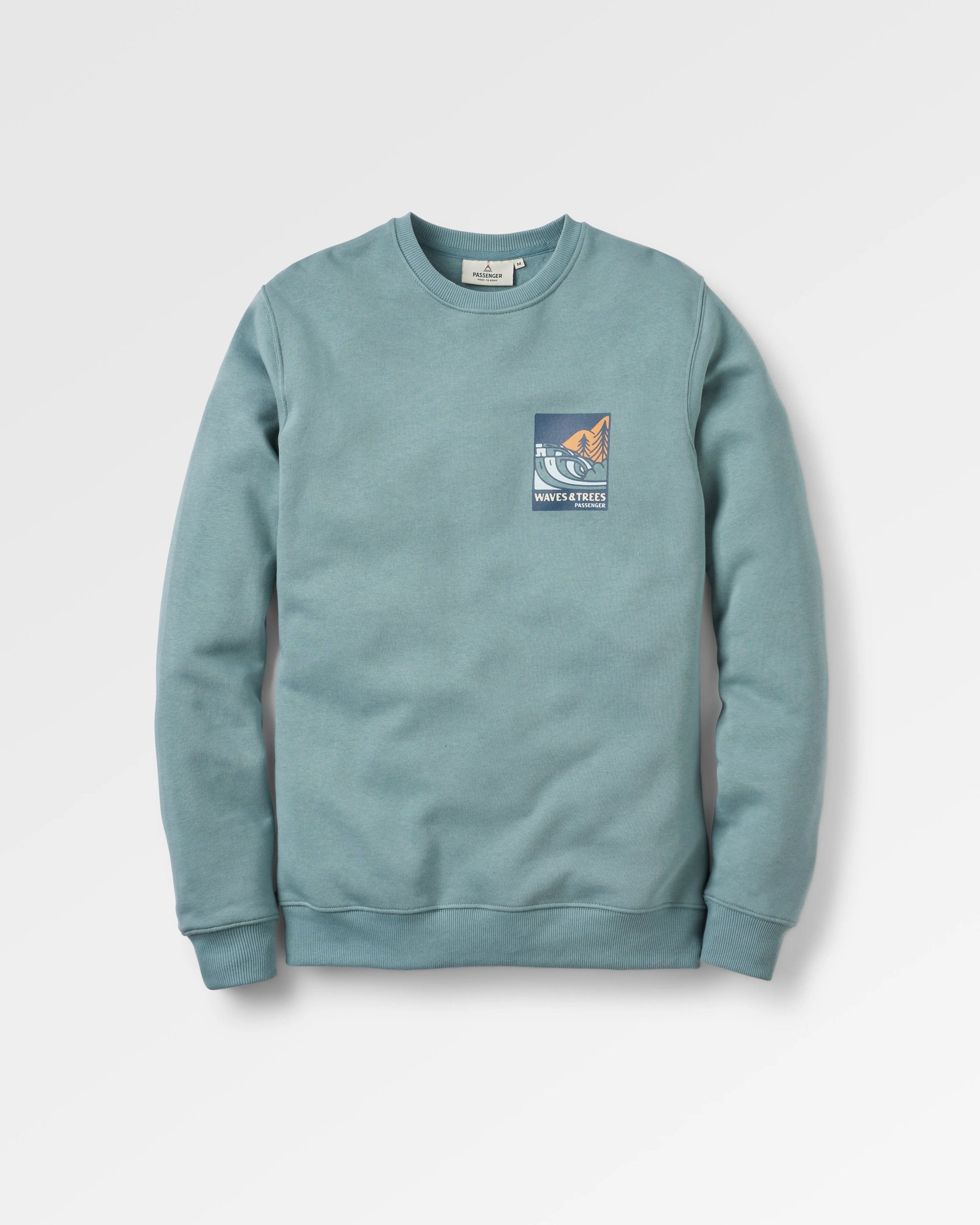 Waves & Trees Organic Cotton Sweatshirt - Stormy Sea - Flatlay