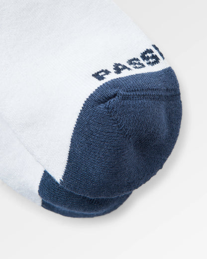 Made to Roam Graphic Crew Socks - White/Navy - Flatlay