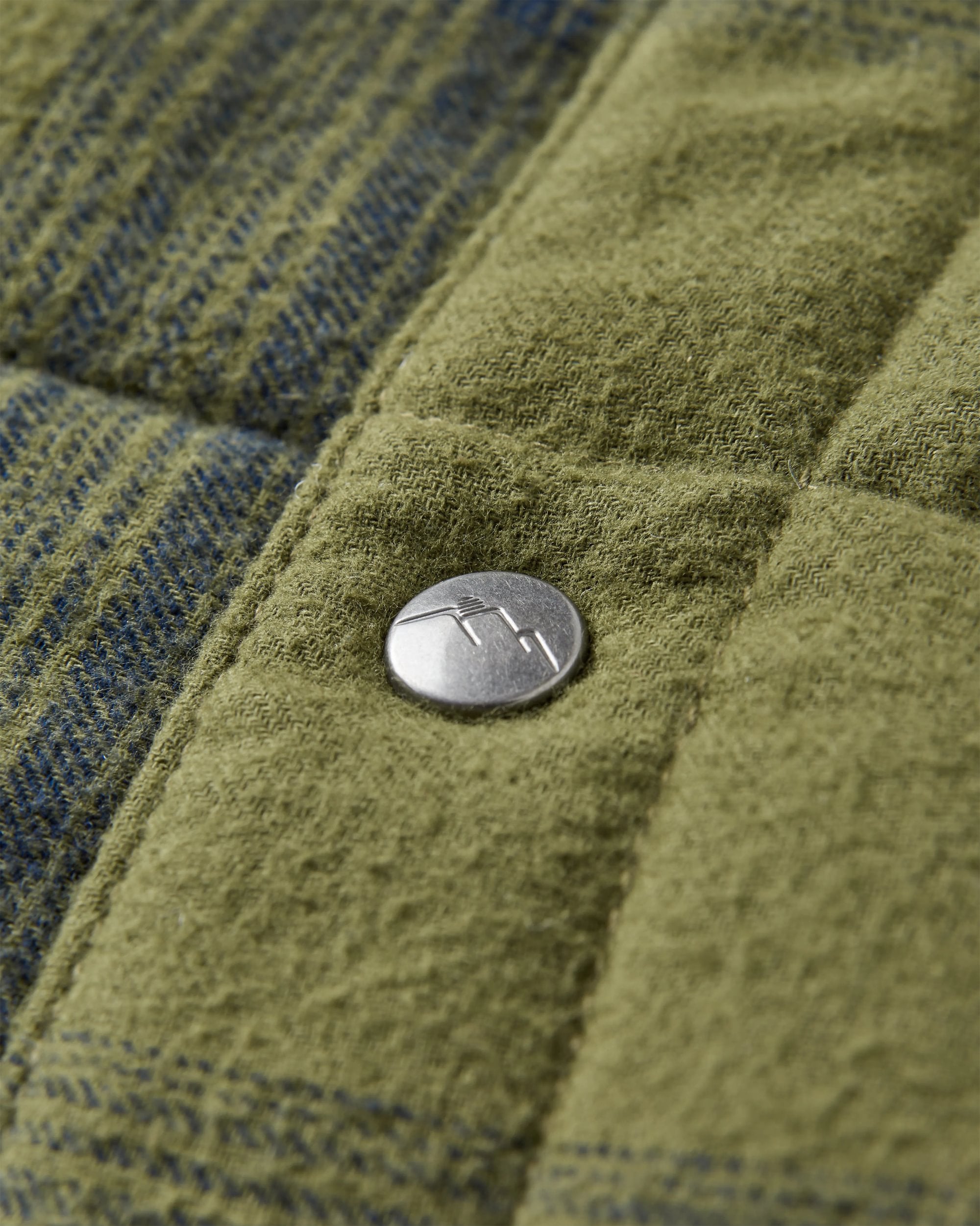 Taranaki Quilted Overshirt - Navy/Khaki Check - Flatlay