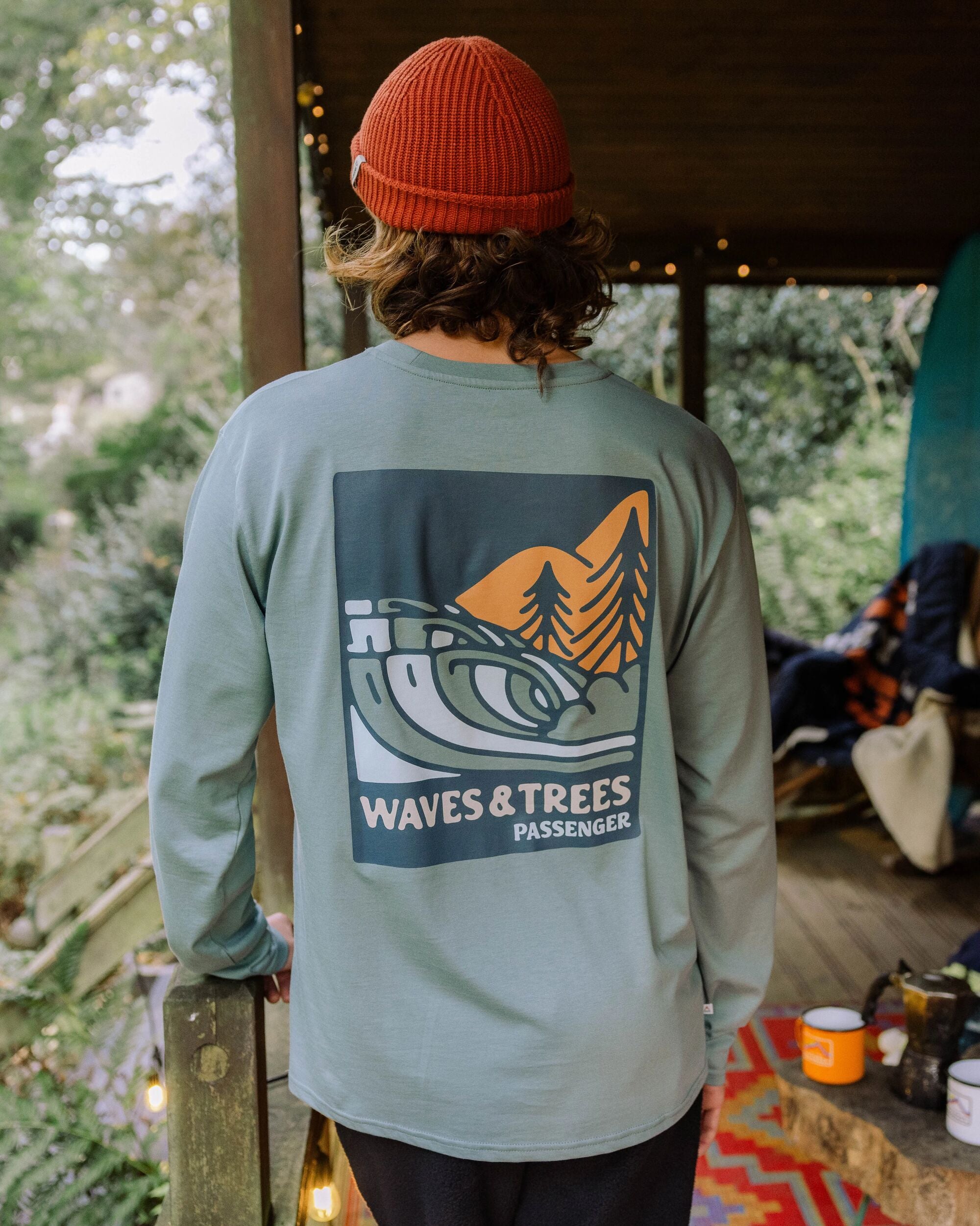 Waves & Trees Organic Cotton LS T-Shirt - Stormy Sea - Lifestyle