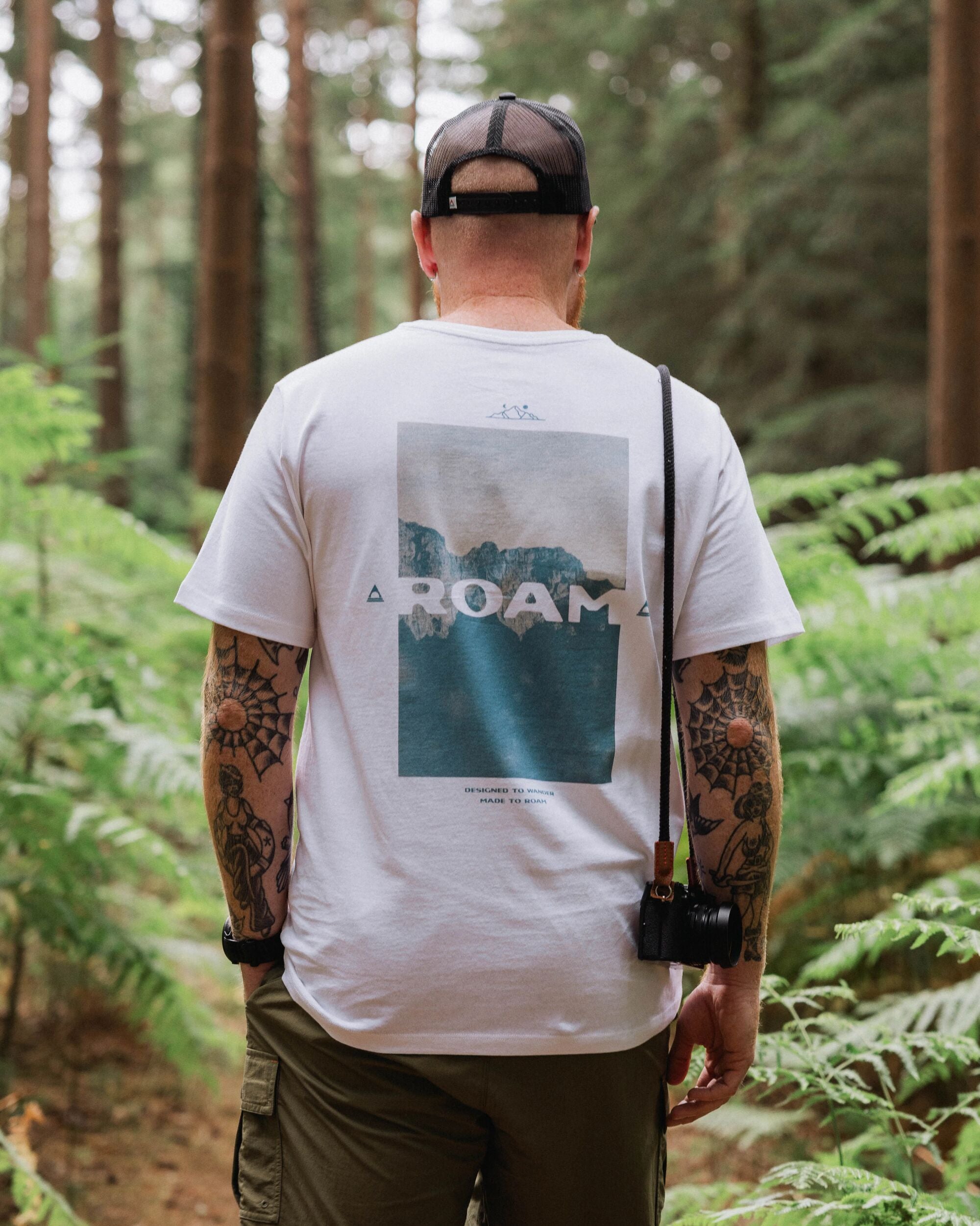 Roam Recycled Cotton T-Shirt - White - Lifestyle