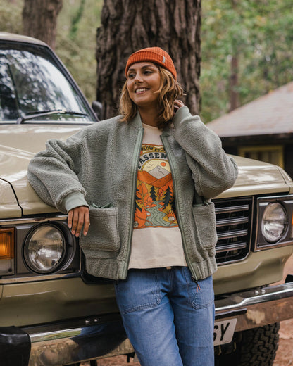 Lucia Recycled Sherpa Fleece - Pistachio - Lifestyle