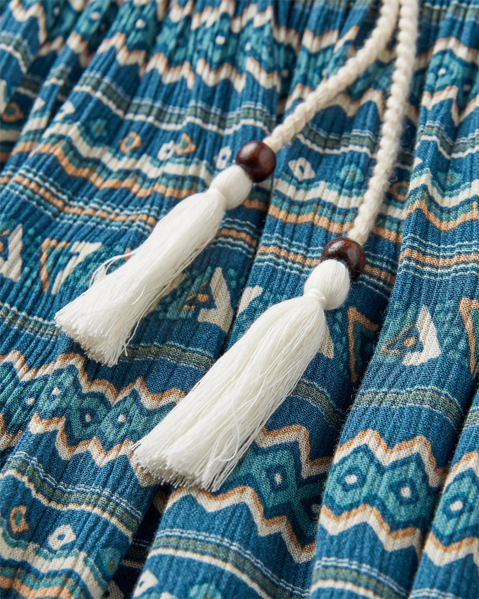 Daylily Loose Trouser - Geo Stripe Dark Denim - Flatlay