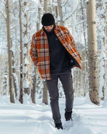 Taranaki Quilted Overshirt - Retro Orange Check - IGC