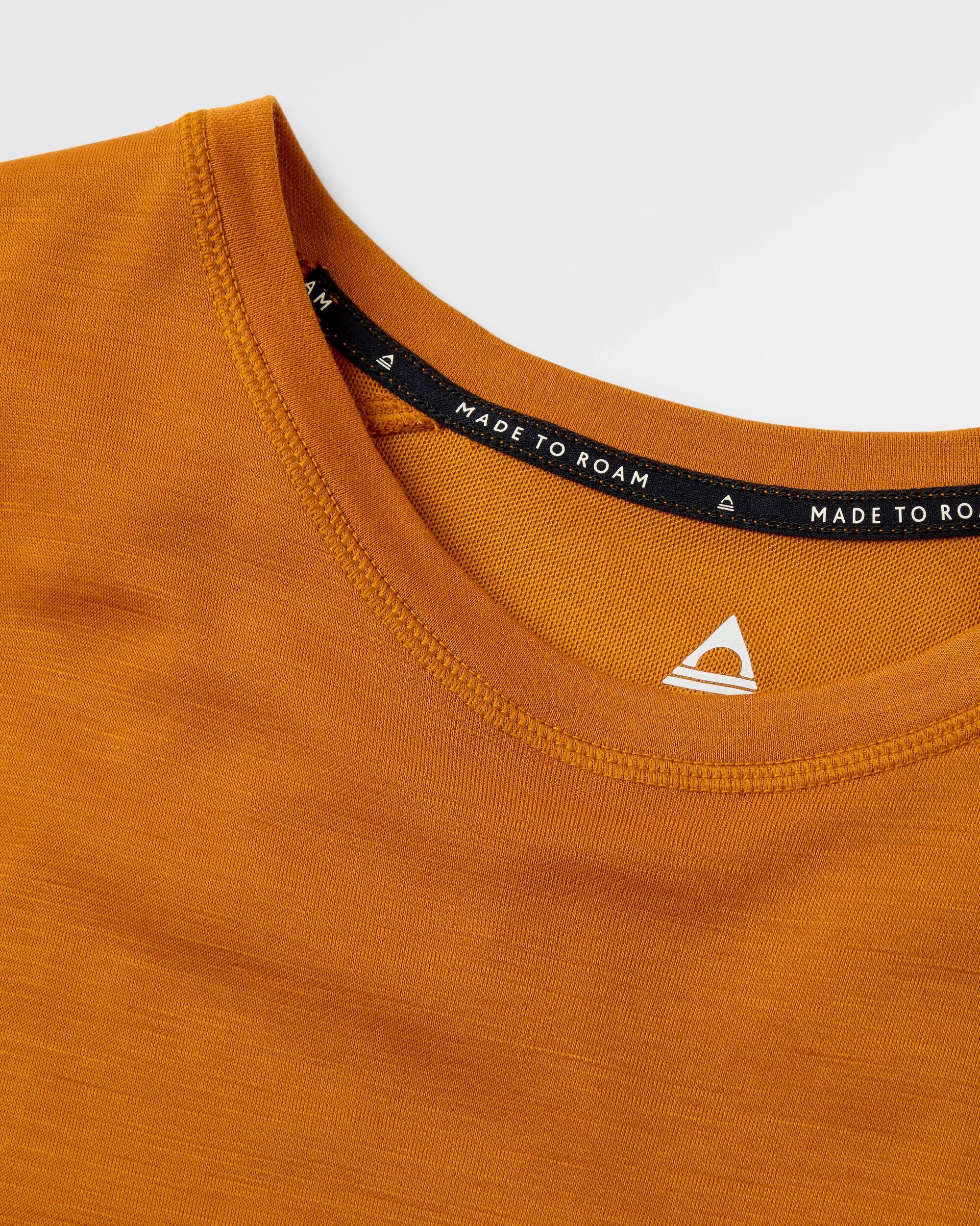 Camp Lost Lightweight Merino T-Shirt - Retro Orange - Flatlay