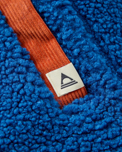 Clover Sherpa Fleece Hooded Pullover - Blue Navy - Flatlay