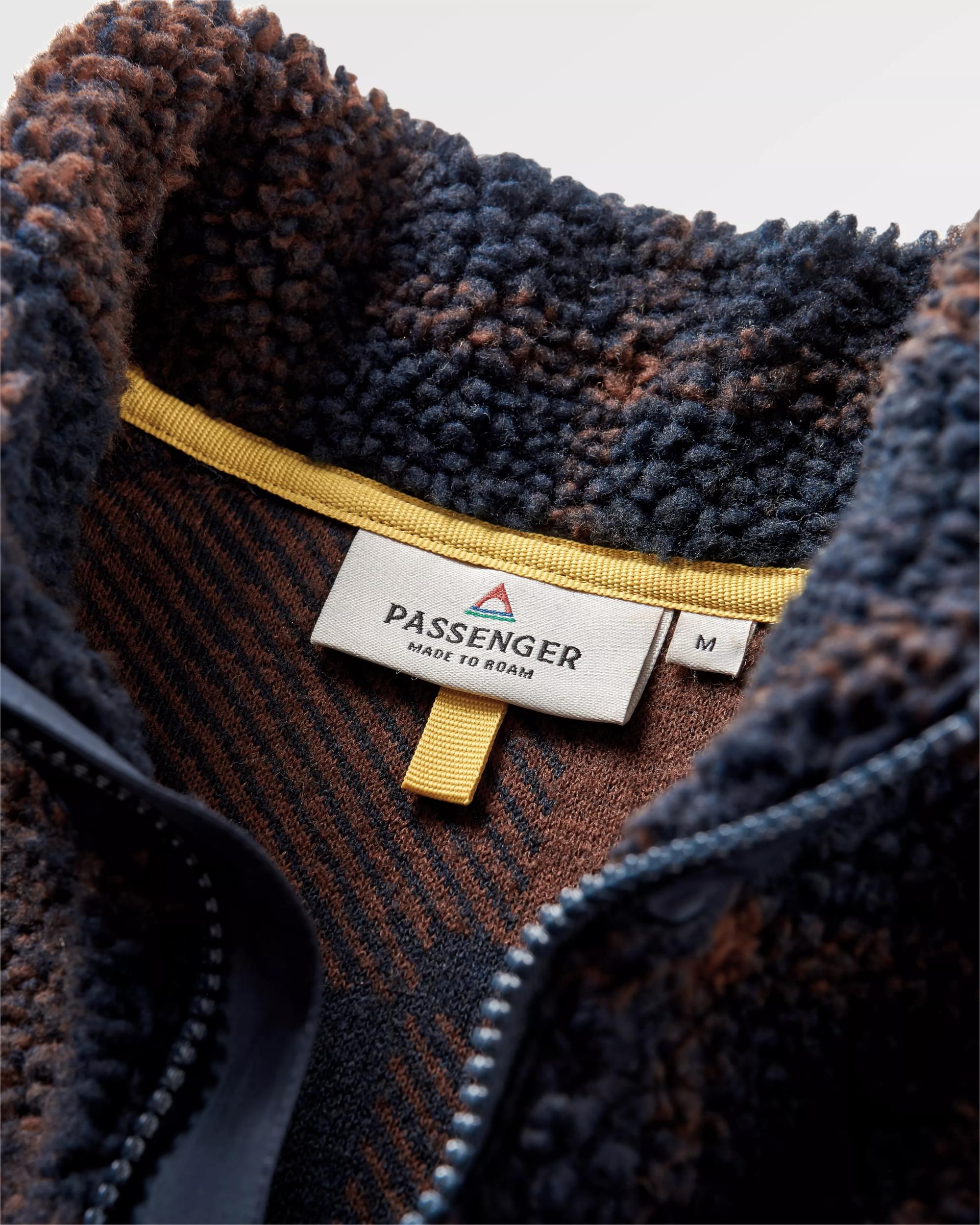 Offroad Recycled Sherpa 1/2 Zip Fleece - Chestnut/Deep Navy Check - Flatlay
