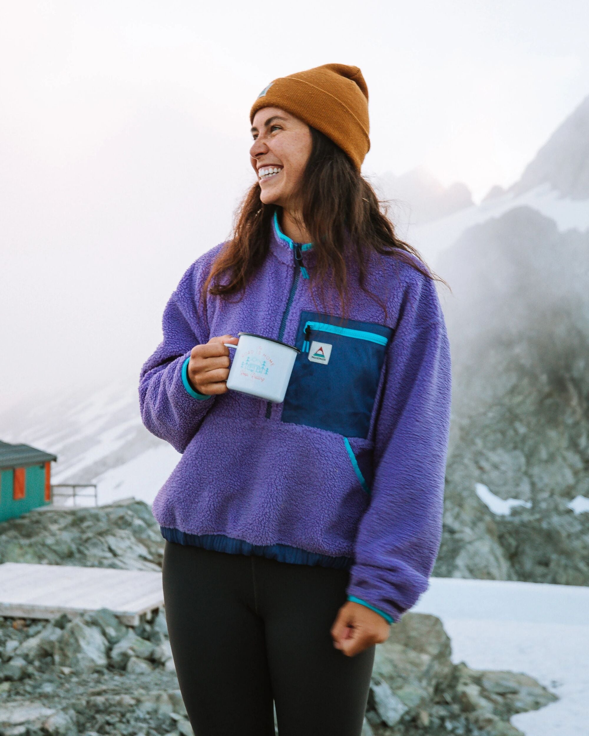 Ravi Recycled Sherpa Fleece - Retro Purple - Lifestyle