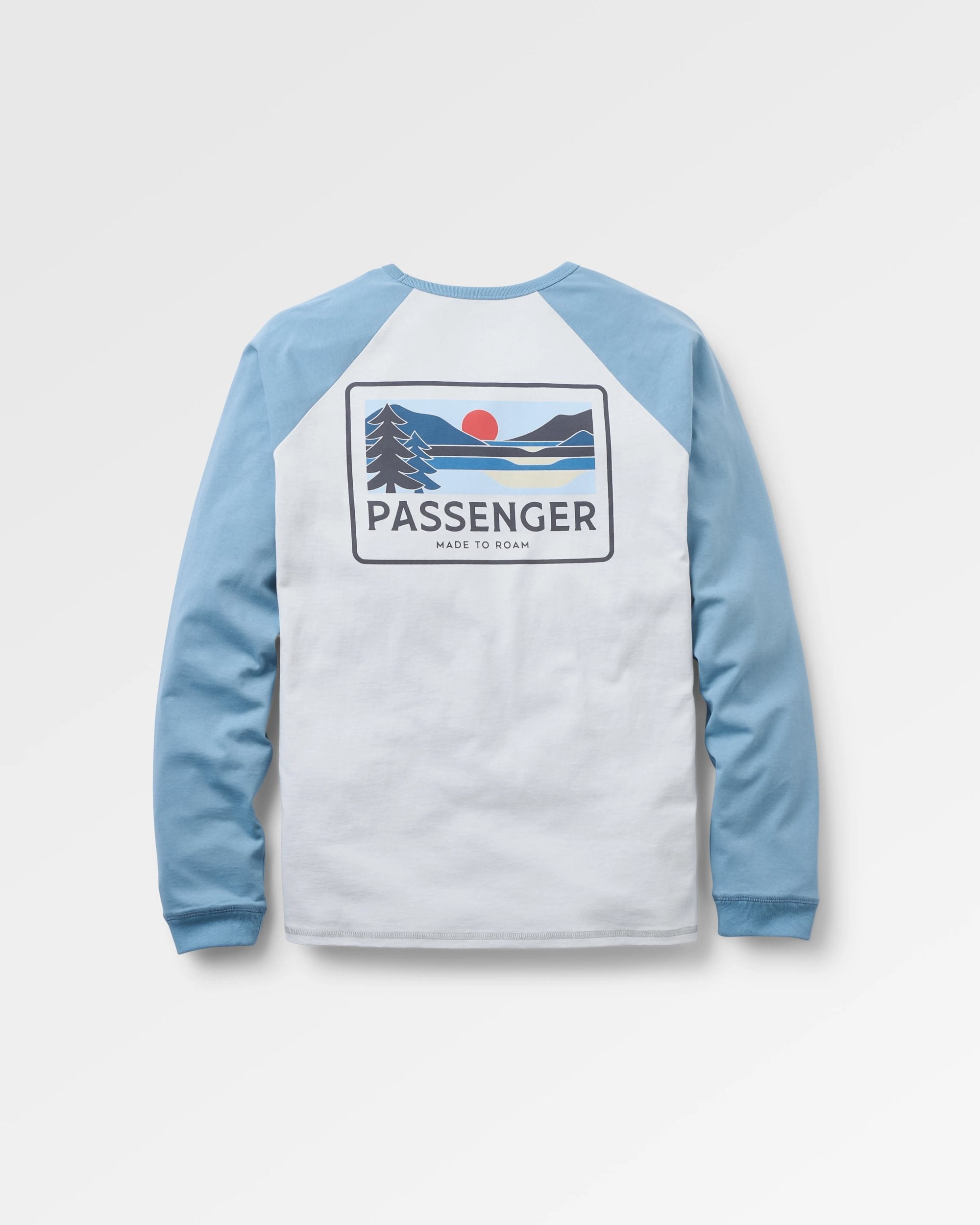 Roamer Recycled Cotton Raglan T-Shirt - Grey Blue - Flatlay