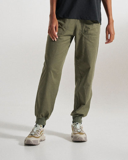 Hydrilla High Waisted Jogger - Dusty Olive - Studio Model