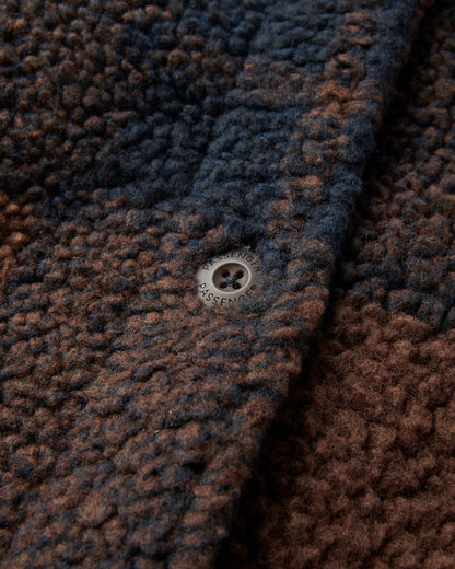 Cloudy Recycled Deep-Pile Sherpa Fleece Shirt - Chestnut/Deep Navy Check - Flatlay