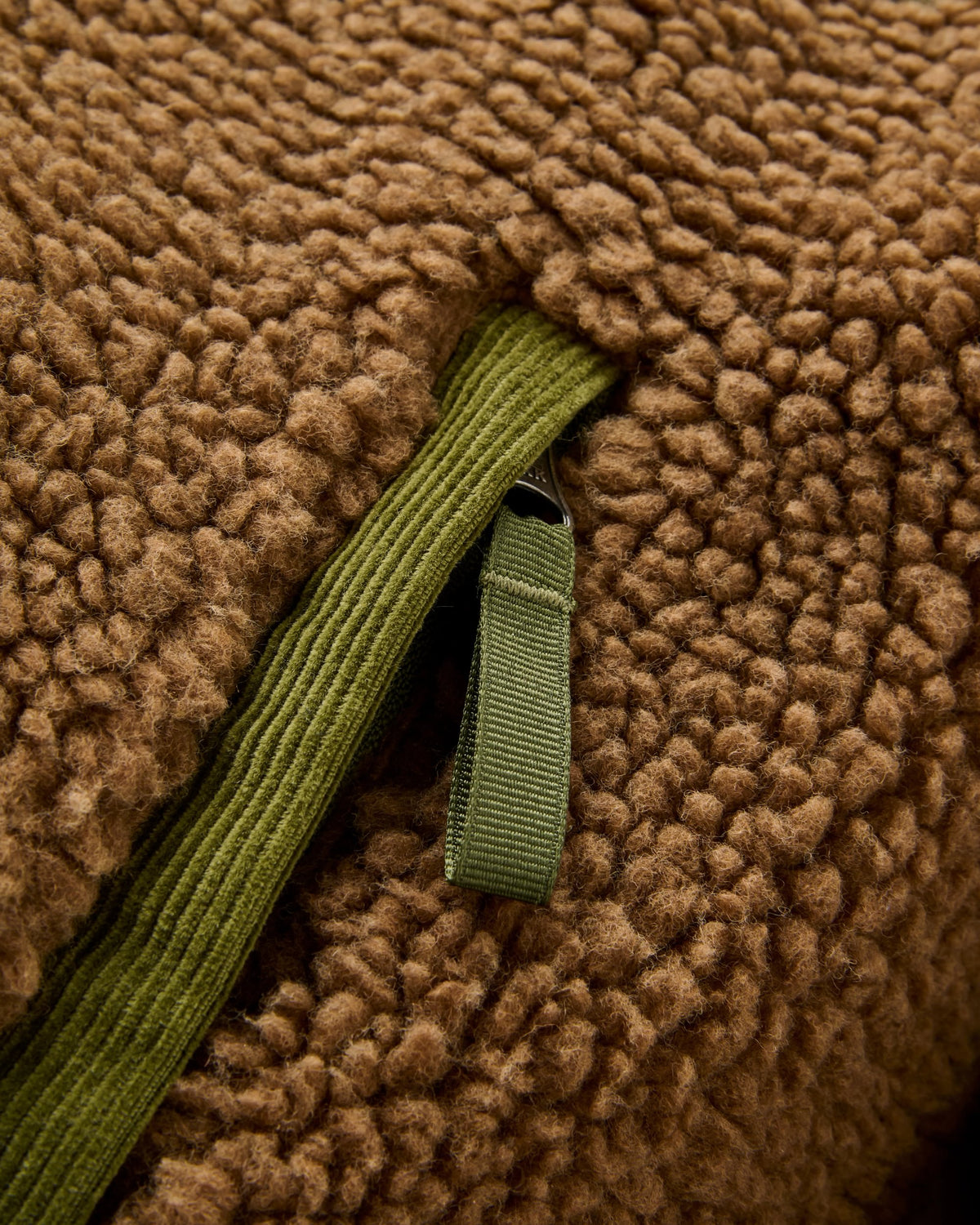 Trekker Hooded Deep Pile Sherpa Jacket - Caramel - Flatlay