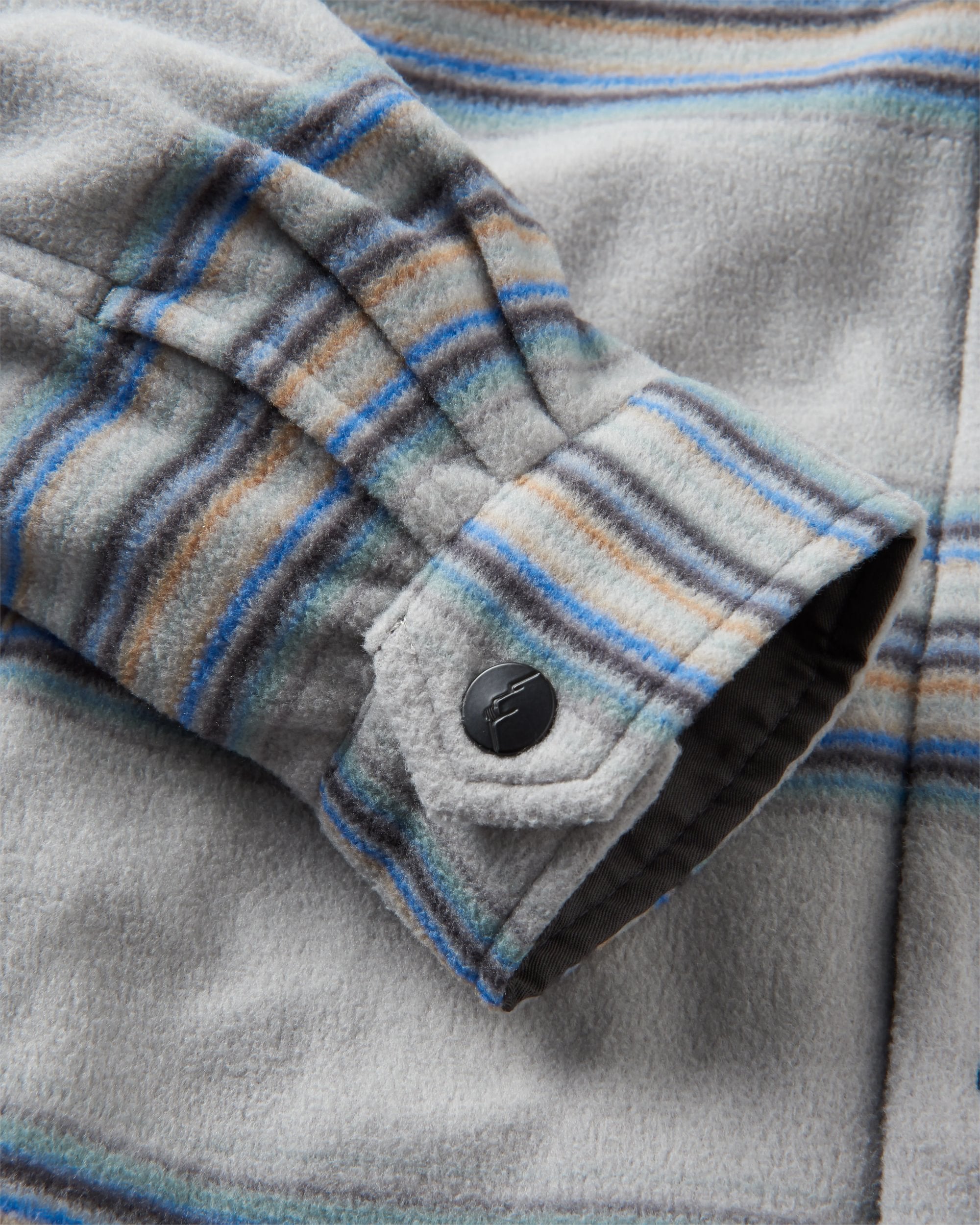 Maple Recycled Polar Fleece Shirt - Steel Grey Stripe - Flatlay
