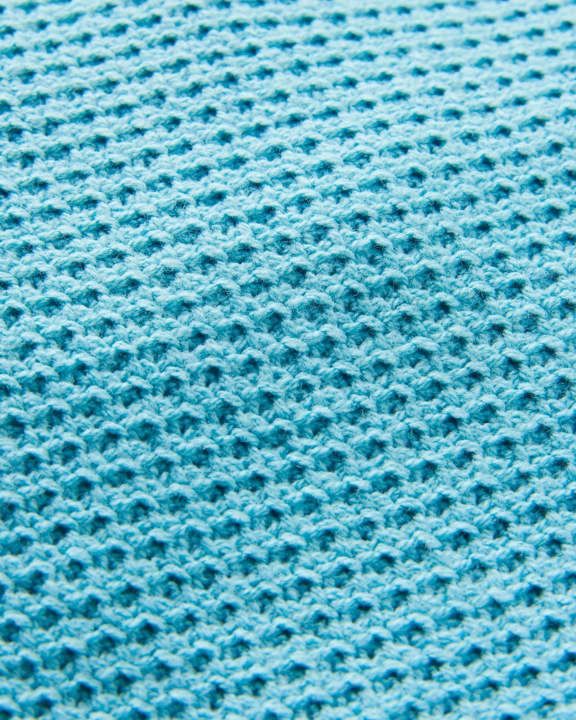 Cove Organic Cotton Knitted Hoodie - Retro Blue  - Flatlay