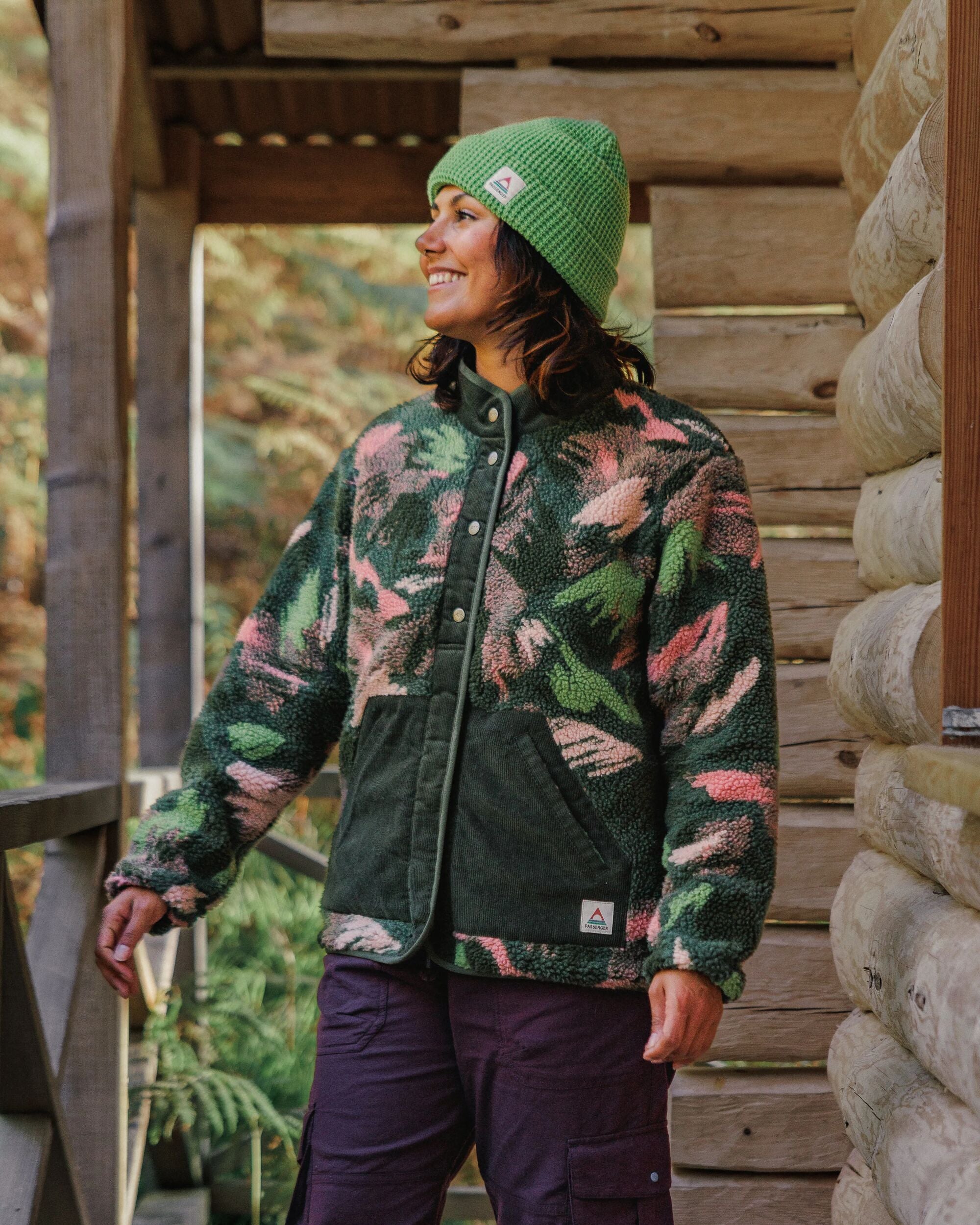 Clover Recycled Cotton-Lined Sherpa Fleece - Abstract Mountain Fir Tree - Lifestyle