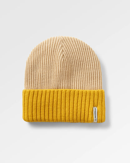 Outlook Recycled Beanie - Mustard Yellow/Steel Grey - Flatlay