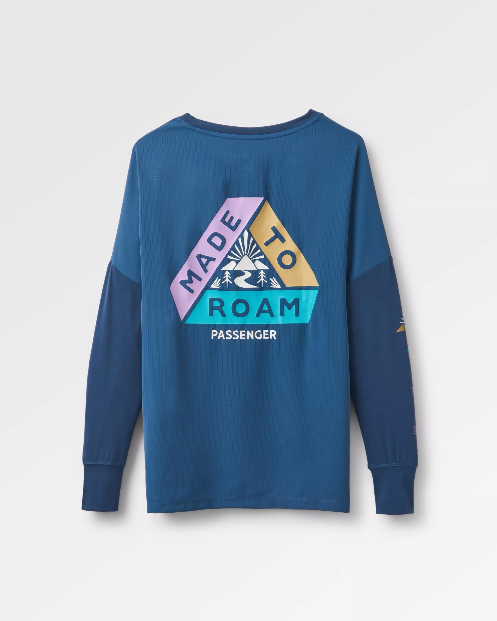 Lotus Recycled Active LS Top - Dark Denim - Flatlay