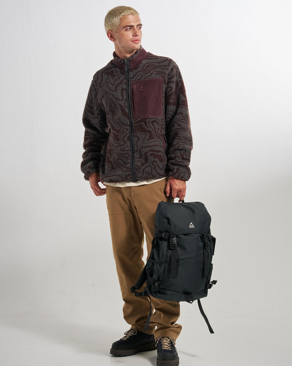 Trekker Deep-Pile Sherpa Fleece - Strata Swirl Brambleberry - Studio Model