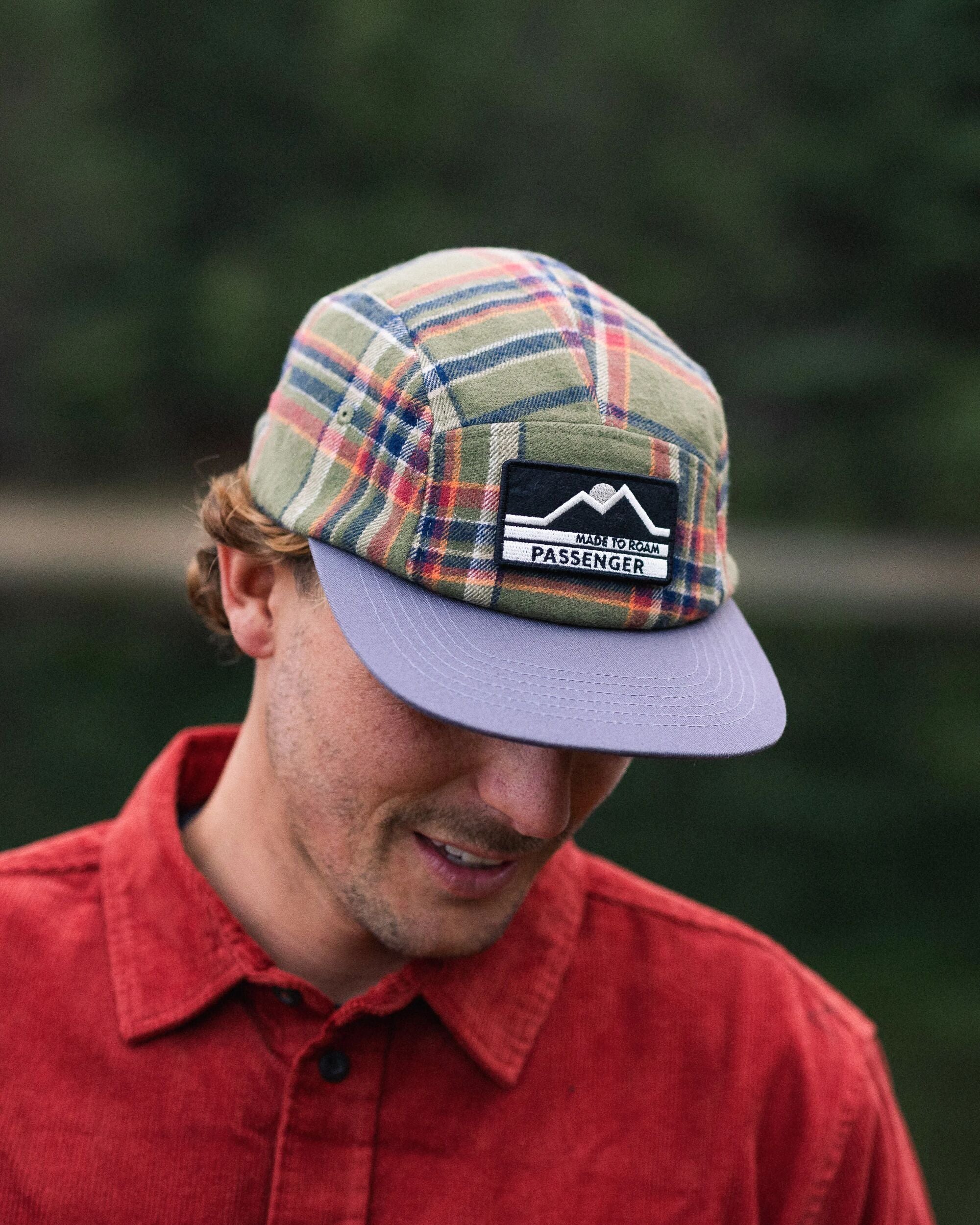 Fixie Recycled Flannel 5 Panel Cap - Khaki Check - Lifestyle - Male