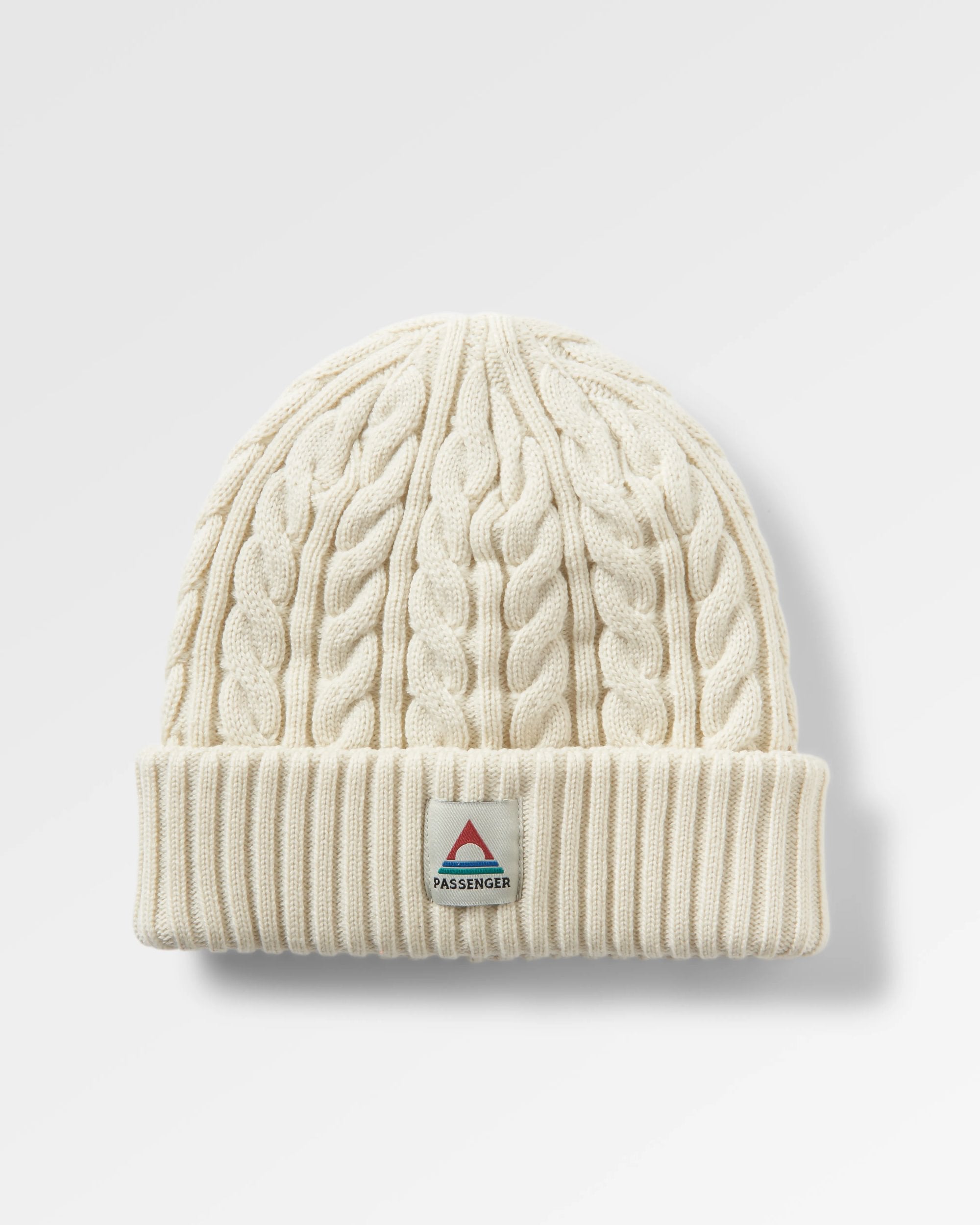 Fireside Recycled Cable Knit Beanie - Birch - Flatlay