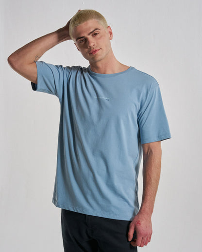 Horizons T-Shirt - Faded Denim - Studio Model