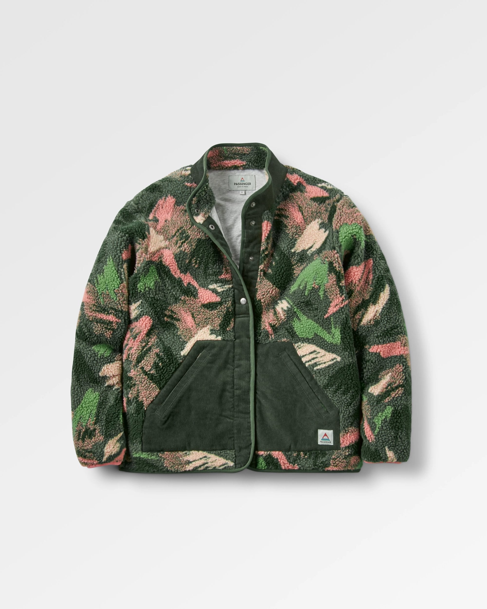 Clover Recycled Cotton-Lined Sherpa Fleece - Abstract Mountain Fir Tree - Flatlay