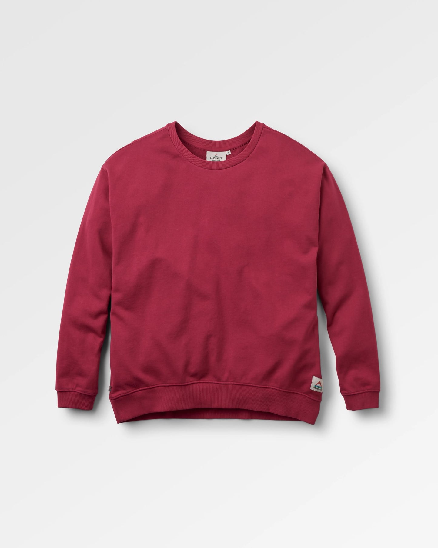 Heritage Recycled Cotton Oversized Sweatshirt - Cranberry - Flatlay
