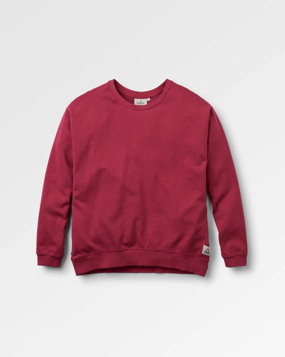 Heritage Recycled Cotton Oversized Sweatshirt - Cranberry - Flatlay