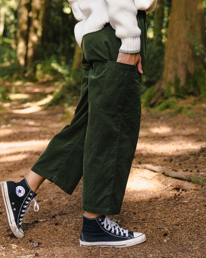 Someday Organic Cotton Corduroy Cropped Trouser - Fir Tree - Lifestyle