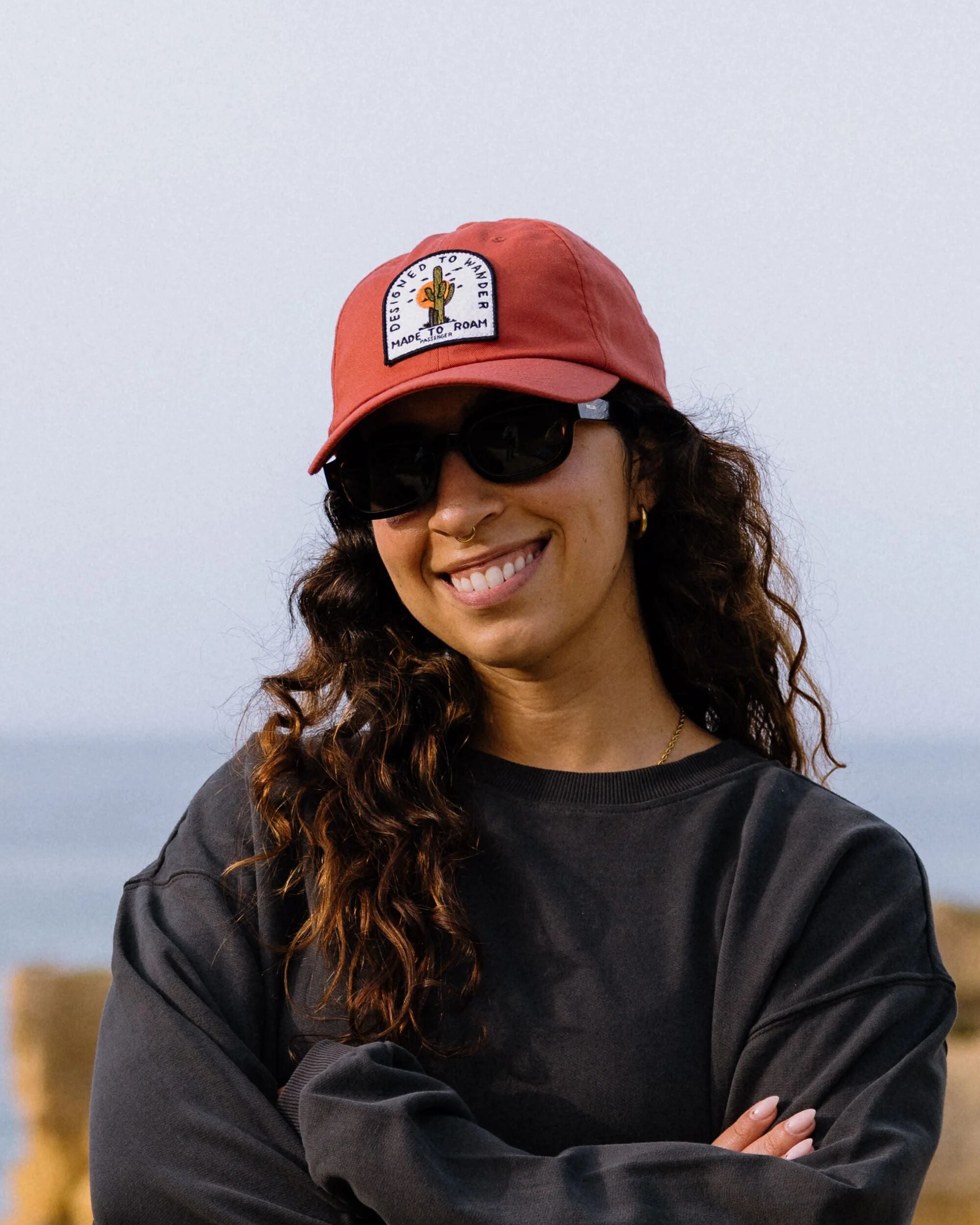 Oakash 6 Panel Cap  - Redwood - Lifestyle - Female