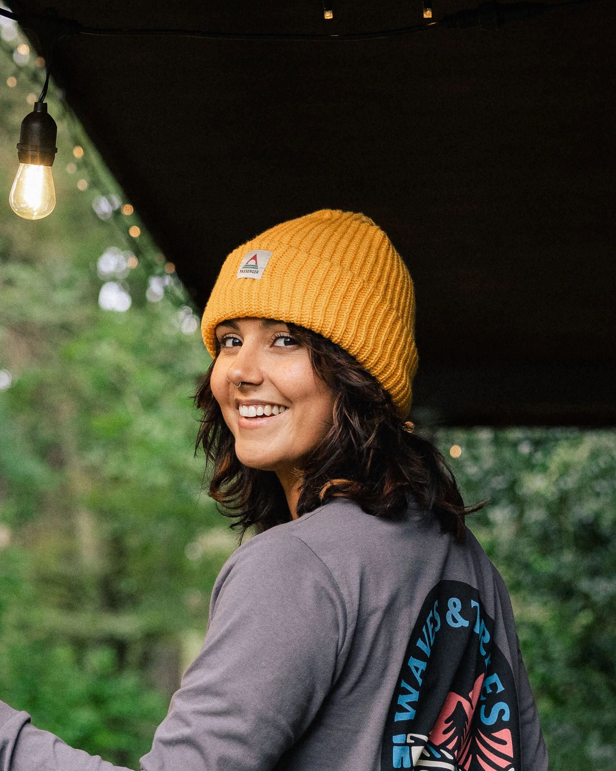 Beechwood Fleece Lined Recycled Beanie - Mustard Gold - Lifestyle - Female