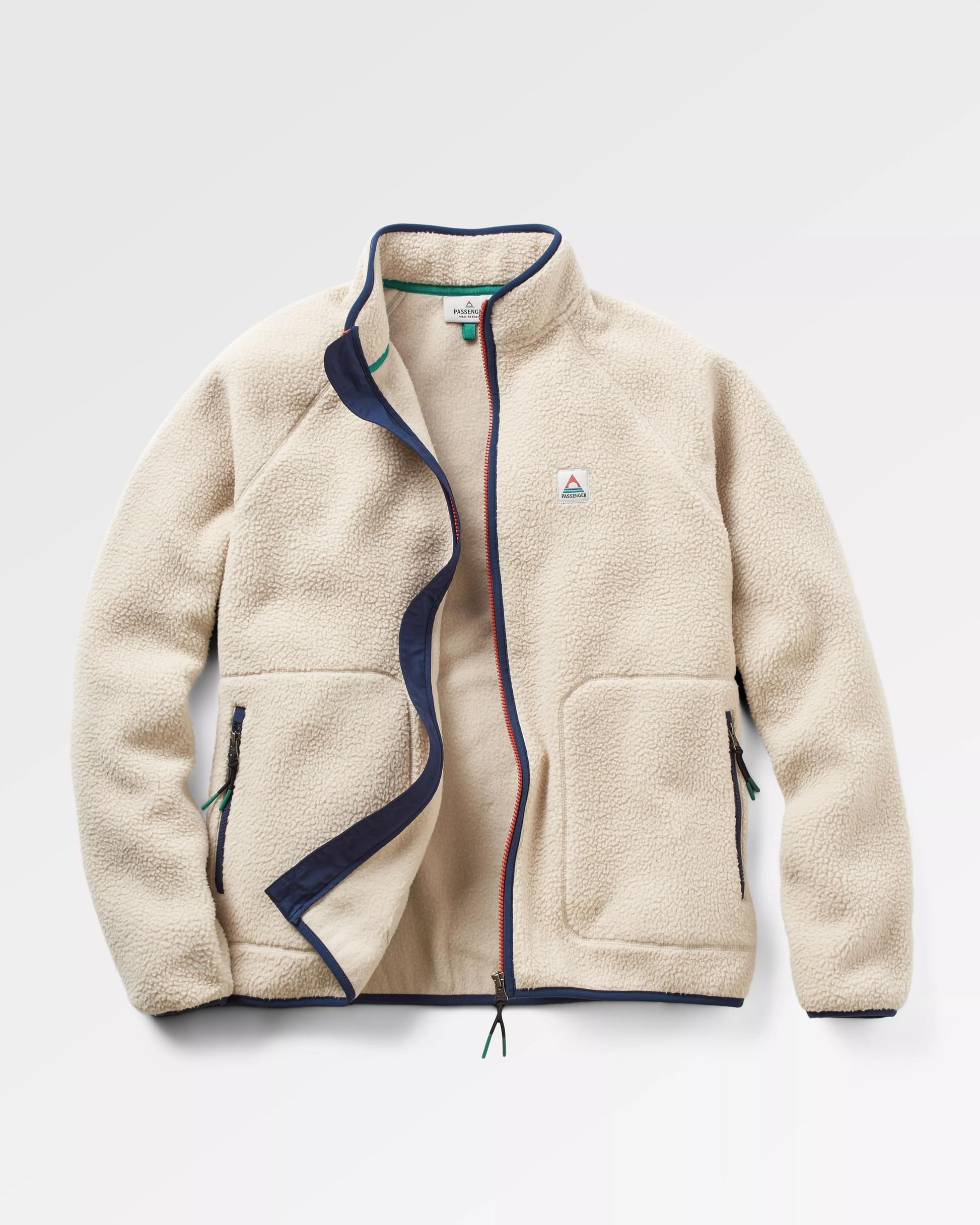 Tripper 2.0 Full Zip Recycled Sherpa Fleece - Oatmeal - Flatlay