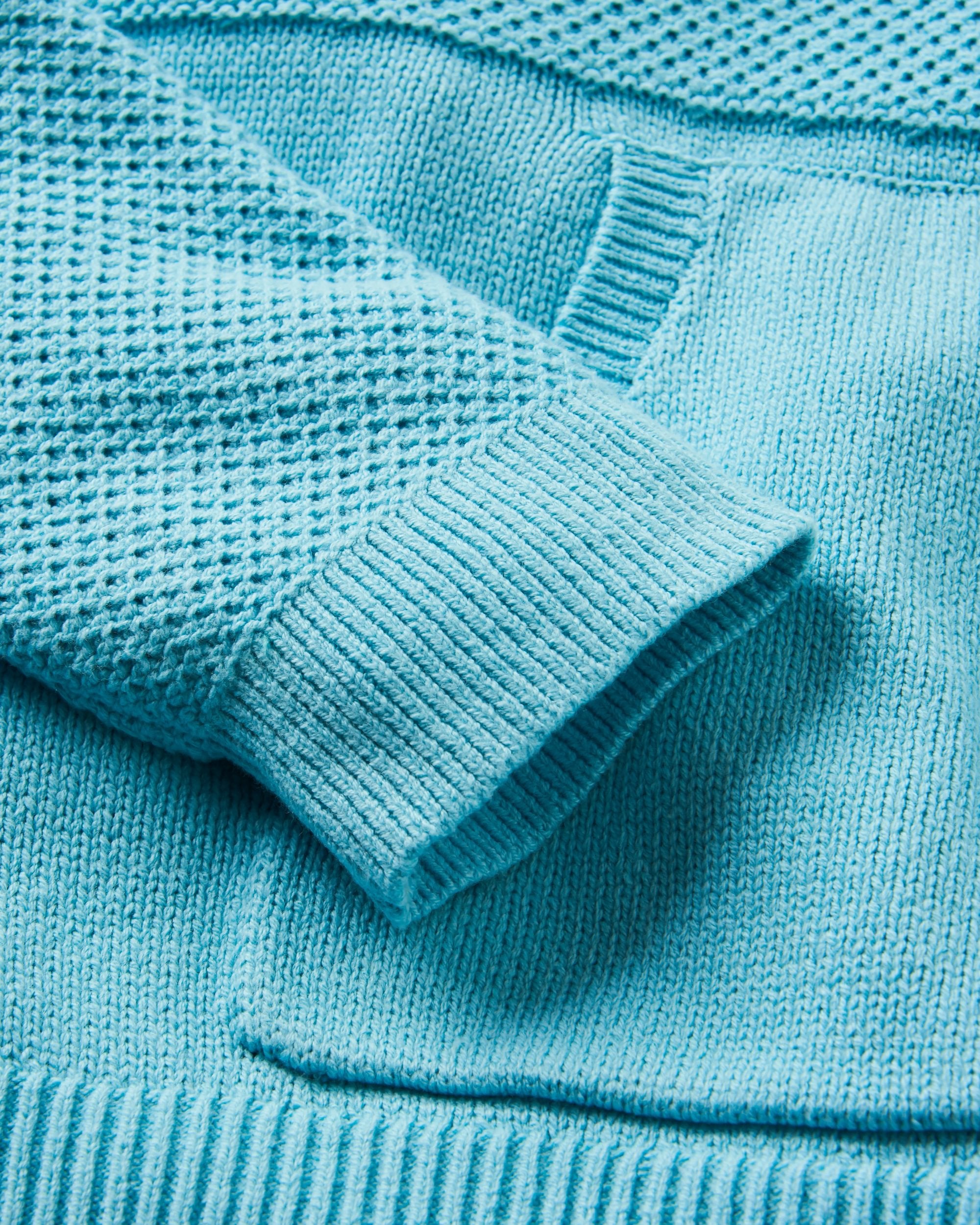 Cove Organic Cotton Knitted Hoodie - Retro Blue  - Flatlay