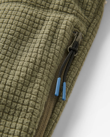 Point Grid Recycled Fleece Hoodie - Dusty Olive - Flatlay